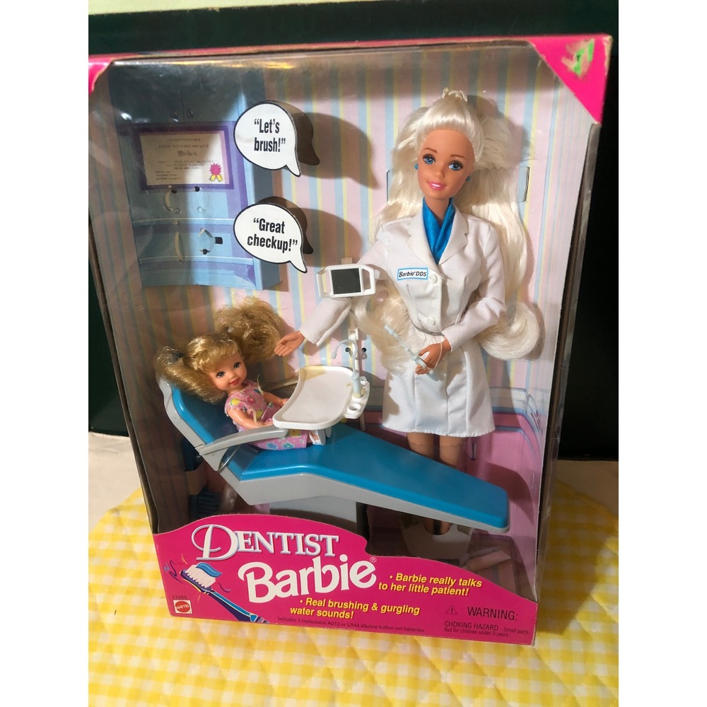 Vintage 1997 Mattel Dentist Barbie Doll Playset Talking 17255 New In Box